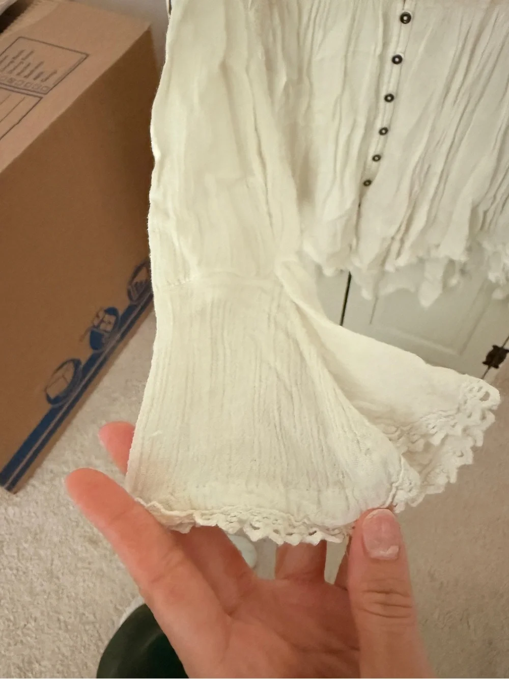 Free People Cream Button-Front Boho Blouse - XS